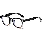 AIEYEZO Retro Blue Light Glasses for Men Women Square Thick Framed Eyeglasses Trendy Vintage Computer Glasses