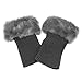 Womens Fur Trim Boot Cuff Top Cover Leg Warmers Dark Gray