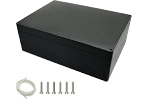 HoHaing Project Box IP65 Waterproof Dustproof Junction Box ABS Plastic Enclosure Box for Electronics Black Outdoor Project 11.4"x 8.2"x 3.9"(290 x 210 x 100mm)