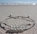 Sea Glass Bead Bracelet-Adjustable Waterproof Wax Coated Bangle-Gray Thread-Handmade Bracelet with White Beads