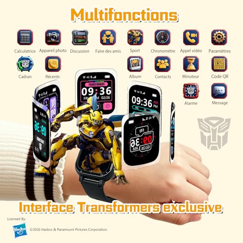 Transformers 4G Kids Smart Watch with GPS Tracker for Boys Girls Two Way Call Video Chat SOS IP68 Waterproof Pedometer Gift for Child 4-12 Year Olds