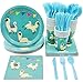 Juvale Llama Birthday Party Bundle, Includes Plates, Napkins, Cups, and Cutlery (Serves 24, 144 Pieces)