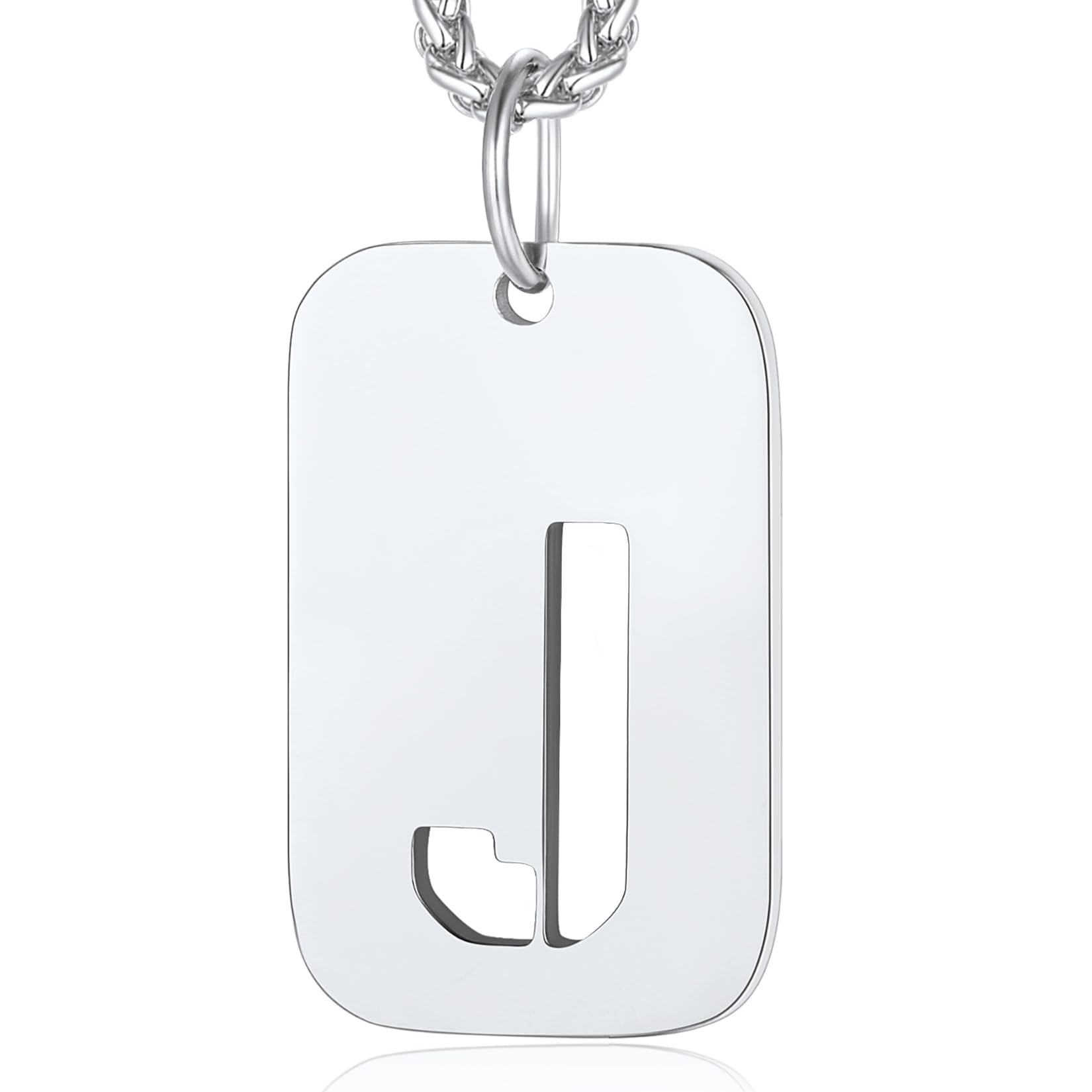 ChainsPro Military Dog Tags Stainless Steel Necklace Letter Jewellery for Men J Necklace Gifts for Christmas