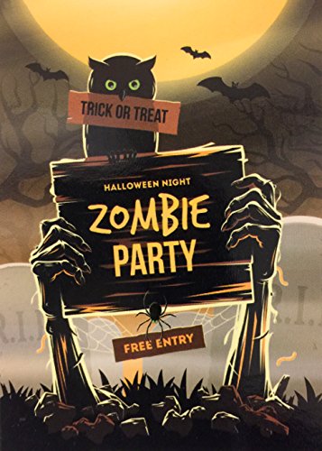 Halloween Garden Flag 12'X18" I Happy Halloween Designer Flag I Trick or Treat Flag I Fall Decorative Flag I Weather Proof 2-sided I Small Banner Size (Halloween Glow-in-dark Zombie Party)