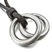 INBLUE Men's Alloy Genuine Leather Pendant Necklace Silver Tone Double Ring Adjustable 16~26 Inch Chain