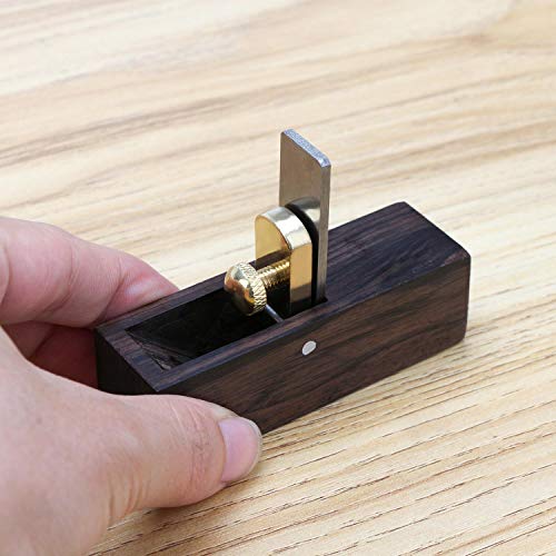 Micro Wood Plane, EnPoint Mini Block Plane Ebony 3 Inch Hand Planer High-speed Steel Blade 90 Degree Carpenter Smoothing Wood Hand Tools for Carpenter Woodworker
