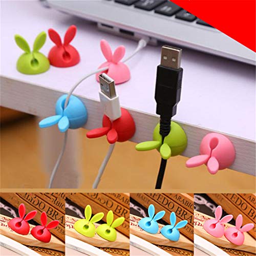 Kuke Rabbit Ear Cable Winder - Rabbit Ears Cable Holder Solid Silicone Cartoon Electrical Wire Cable Clamp,Set of 4