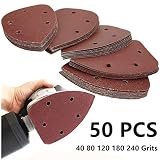 Mouse Detail Sander Sandpaper Sanding Paper Assorted 40 80 120 180 240 Grits (50PCS Mouse Sandpaper)