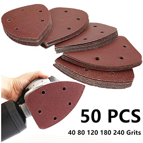 Mouse Detail Sander Sandpaper Sanding Paper Assorted 40 80 120 180 240 Grits (50PCS Mouse Sandpaper)