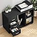 Tribesigns 3-Drawer File Cabinets, Large Wood Mobile Lateral Filing Cabinets Printer Stand with Storage Shelves and Wheels for Home Office (Black)