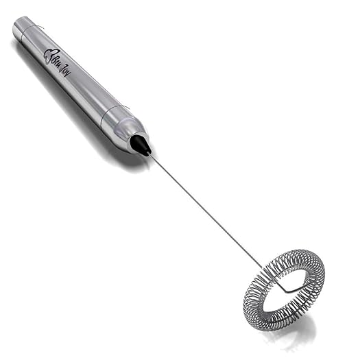 Bru Joy Milk Frother Stainless Steel Best Hand Held Milk Foamer Wand With User