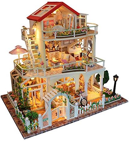Bobbbiio DIY Doll Room Miniature Furniture Wooden House Kit Plus Dust Proof And Music Movement Scale Creative Room For Idea Suitable For Family And Children
