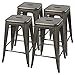 Furmax High Backless Silver Indoor-Outdoor Counter Height Stackable Bar Stools, Set of 4, Gun Metal