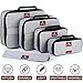 Premium Ultralight Compression Packing Cubes for Travel - Bag Factor Luggage Organizer Set (Grey - 5 Set)
