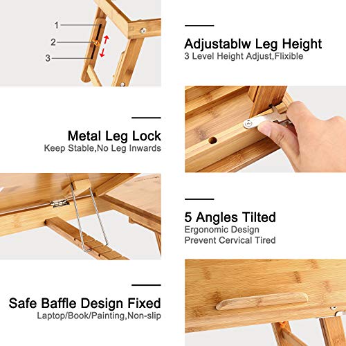 Lapdesk Left Handed NNEWVANTE Adjustable Laptop Table for Bed Breakfast