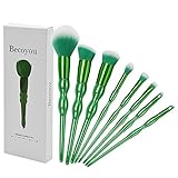 Becoyou Professional Makeup Brushes, 8 Pieces Makeup Brush Set with Gourd Shape Handle for Face Powder Foundation Blush Concealer Contour Eyeshadow Eyebrow Cosmetics Brush, Green