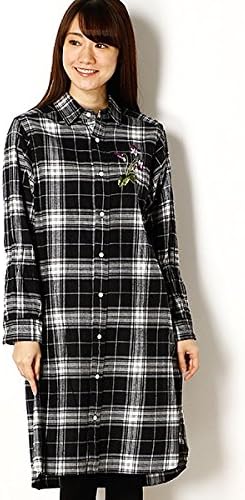 Amazon Co Jp ハク Hak モノトーンネルチェックシャツワンピース 90ブラック 99f 服 ファッション小物