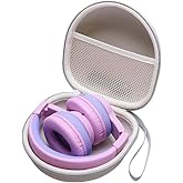 Kids Headphones Case Compatible with iClever BTH12 / BTH20/ BTH26/HS19, JoySpark, Candy Bila, EarFun, MIDOLA, IMYB Foldable Kids Headphones, Cream Travel Storage Bag(Case Only)