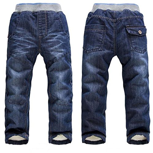 BibiCola Baby Boy Thicken Warm Jeans Winter Toddler Casual Cotton Trousers