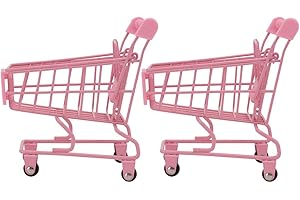 Happyyami 2pcs Mini Metal Shopping Cart Supermarket Handcart Mini Shopping Grocery Cart Utility Cart Trolley Handcart Toy Shopping Carts Mini Shopping Cart
