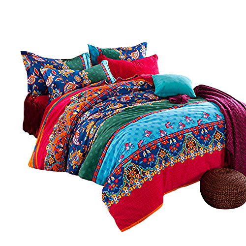 FADFAY 4Piece Bohemian Bedding Boho Bedding Set Full Size Beachfront