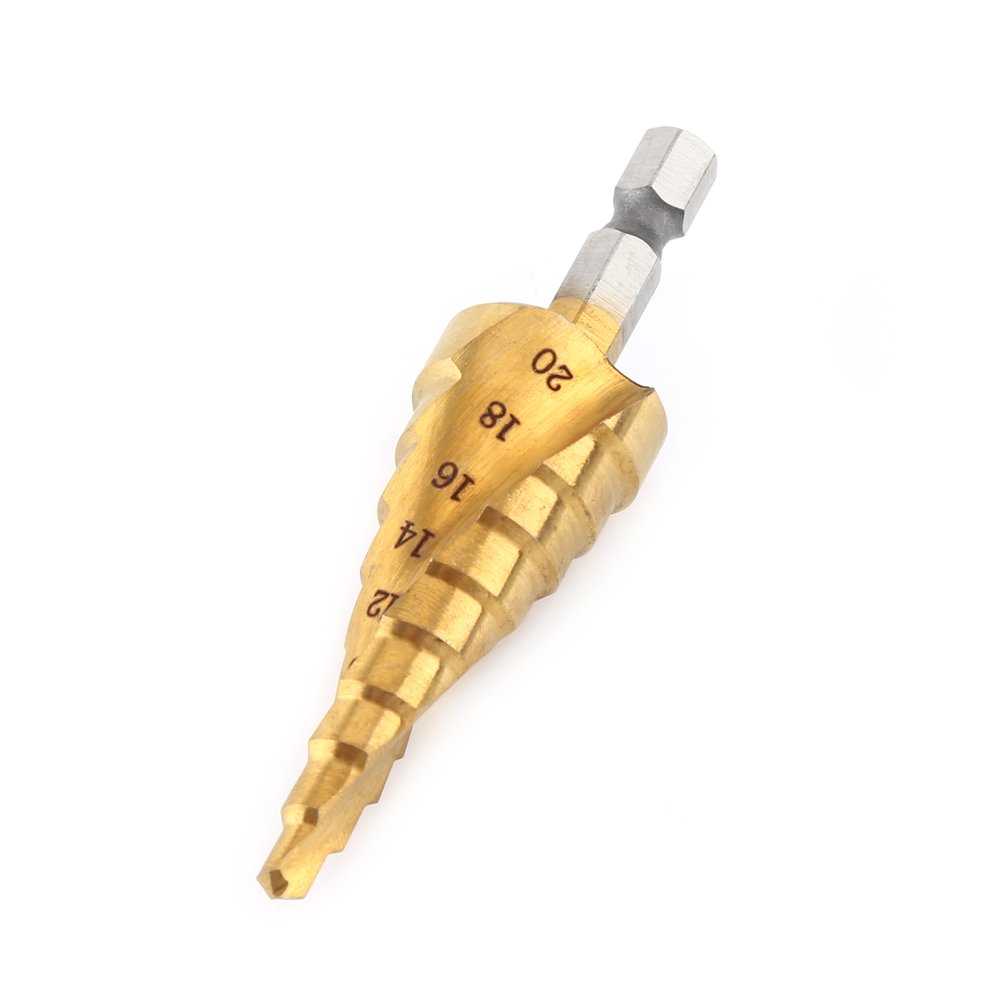 Step Drill Bits High Speed Steel Titanium Coated Step Drill Bit Power Drill Accessory Hex Shank Bits 4-20mm - Image 3