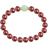 LRGKMCWTOB Ethnic Style Cinnabar Beads Feng Shui Wealth Bracelet, Red Cinnabar Feng Shui Wealth Bracelet, Natural Hetian Jade Bracelets Jewelry for Good Luck Women Men Amulet Jewelry
