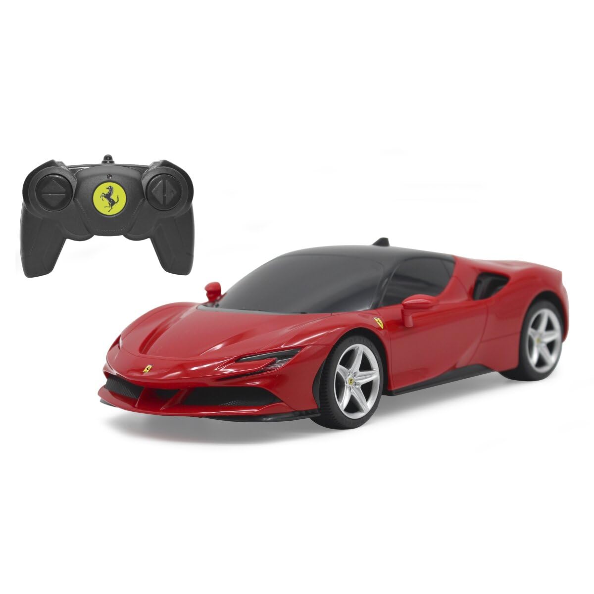 JAMARA 403124 - Ferrari SF90 Stradale 2.4 GHz 1:24 - officially licensed, up to 1 hour driving time at approx. 9 km/h, perfectly replicated details, workmanship