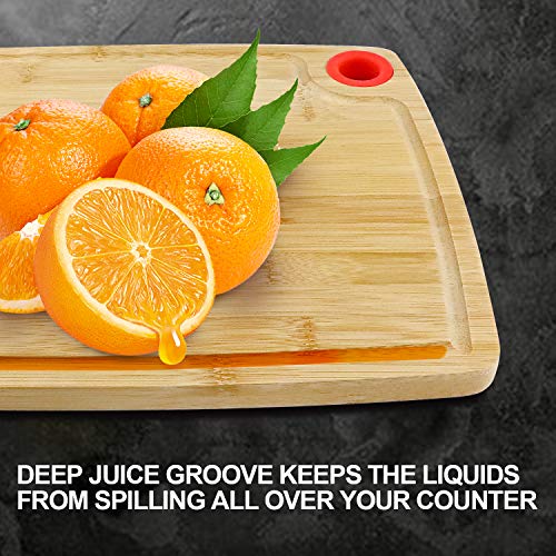 Bamboo Cutting Board, Elegant Life Cutting Board with Juice Groove (2-Piece Set) - Best Kitchen Chopping Board for Meat (Butcher Block) Cheese and Vegetable
