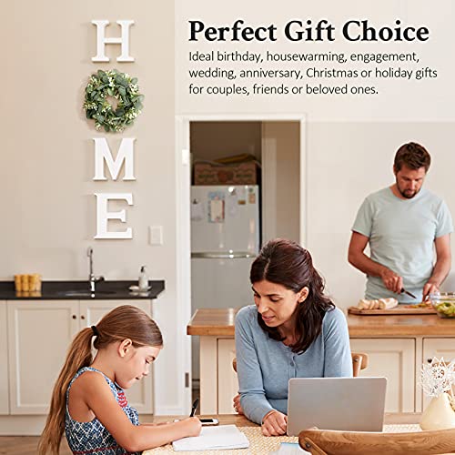 Wood Home Sign for Wall Decor Wooden Home Letters with Wreath Artificial Eucalyptus Modern Decorative Hanging Home… - Image 4