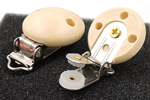 Ocharzy 30Pcs Pacifier Clip Wooden Clip Teething Beads Suspender Clips - Thumbnail 4