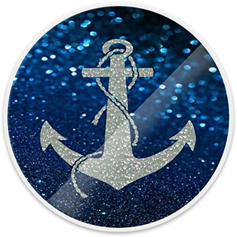 Expanding Stand Pop Grip Mount Holder Sockets for iPhone,Smartphones and Tablets - Blue Glitter Anchor White