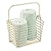 mDesign Farmhouse Metal Storage Organizer Basket Bin with Handle - Holds Hand Soap, Body Wash, Bath Salts, Lotion, Razors, Hand Towels, Hair Accessories, Body Spray - Small - Gold Brass