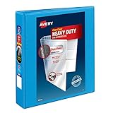 Avery Heavy-Duty View 3 Ring Binder,1.5"  One Touch Slant Rings, Holds 8.5" x 11" Paper, 1 Light Blue Binder (05401)