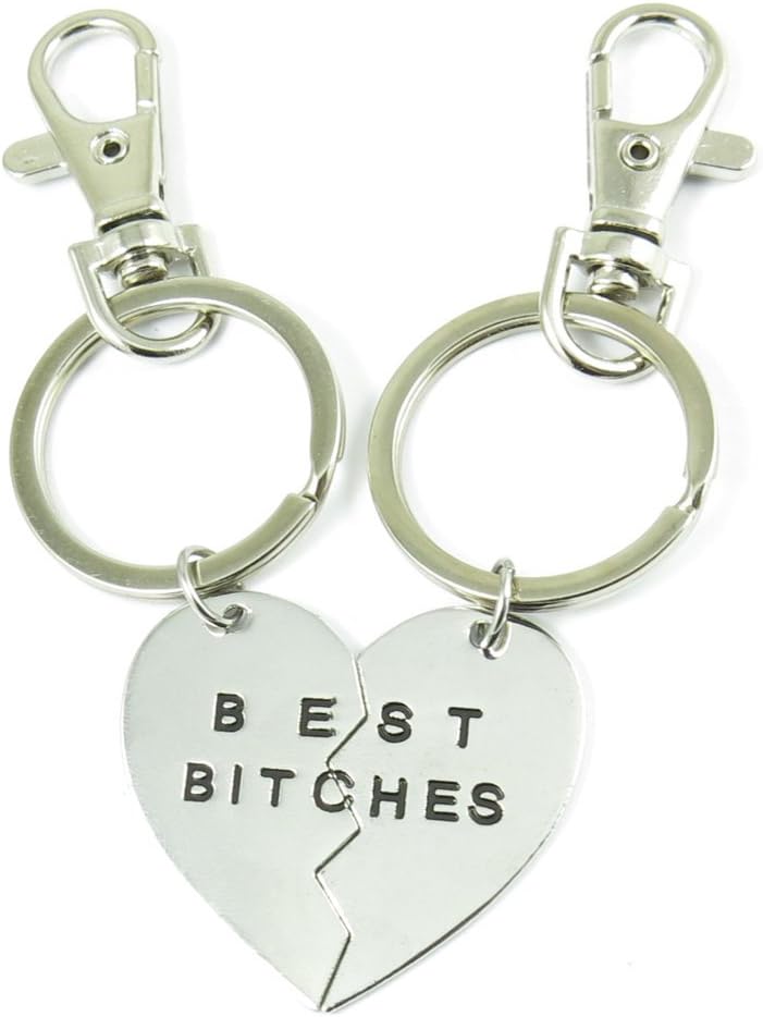 Best Bitches Keychain Charm, Best Friend Keychain, BFF Keychain,split Heart Keychain, Best Friend Forever Gift