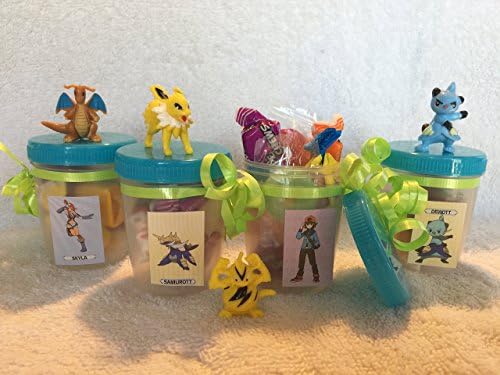 Pokemon set of 8 custom birthday party favors filled with candy plus bonus action figure!