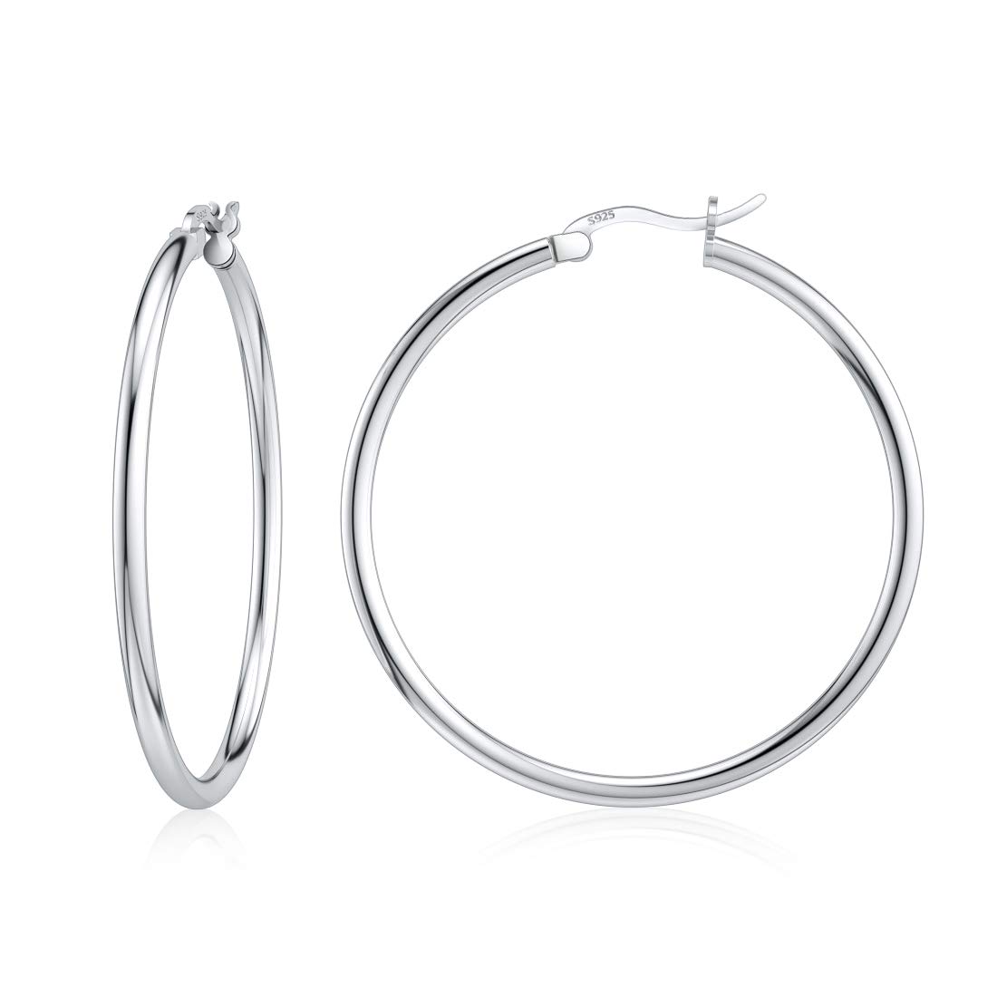 DALARAN 925 Sterling Silver Earrings Hoops 35mm Light Weight — image 1