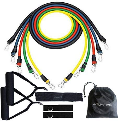 Aquarias Resistance Bands Set, 11Pcs Fitness Training Resistance Bands Strong Workout Stretch Cord Tension Rope for Men Women Sports,Home, Gym,Yoga Fitness