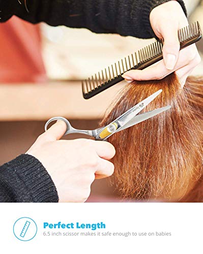 Equinox Professional Grooming Hair Cutting Scissors Kit - 6.5" Hair Cutting Shears and 6.5" Hair Thinning Scissors with Professional Steel Straight Edge Razor and 100 Derby Shaving Blades - Thumbnail 5