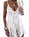 VintageRose Women's Lace Deep V Neck Halter Backless Romper Jumpsuit,White,Medium