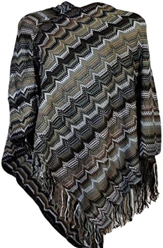 Lunar Lily Aztec Fringe Cardigan Shawl Sweater Poncho Scarf (Brown)
