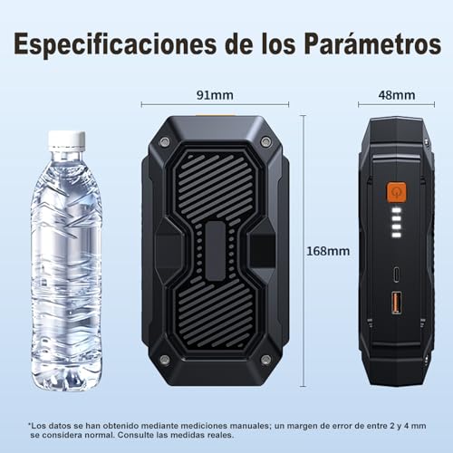 Arrancador de Batería de Coche, 12V Arrancador de Bateria de Auto Portátil, Cargador de Batería de Auto para Motores de Gasolina de 6,0L y Motores Diésel de 4,0L, Jump Starter Para Automóvil Moto etc