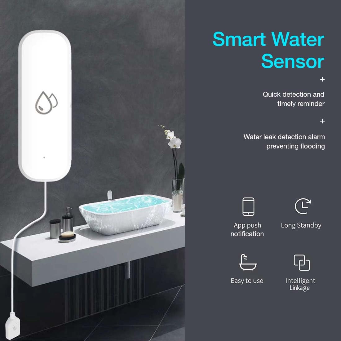Mua Water Leak Detector Sensor: Home Water Flooding Monitor Smart Sink ...