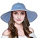 Womens Floppy Summer Sun Hat Outdoor Foldable Wide Brim Beach Cap Light Denim