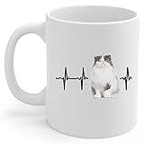 White Grey Persian Cat Heartbeat Lifeline Coffee