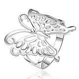 fashion 925 sterling silver jewelry pretty butterfly zircon hollow chic ring size 8