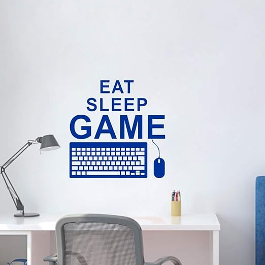 zzlfn3lv Eat Sleep Game Gaming Quote Tatuajes de Pared Teclado de ...