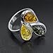 Multi Color Amber Sterling Silver Medium Size Teardrop Ring