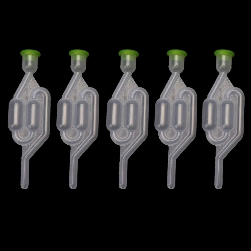 Junlinto,5Pcs Plastic Fermenting Air Locks Twin Bubble S Types Wine Airlocks Fermenter