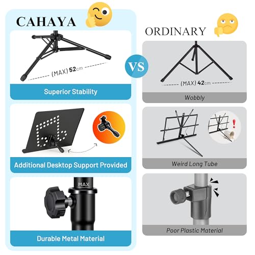 CAHAYA 2-in-1 Music Stand - Foldable and Adjustable with Carry Bag - Robust Design - Patented Model